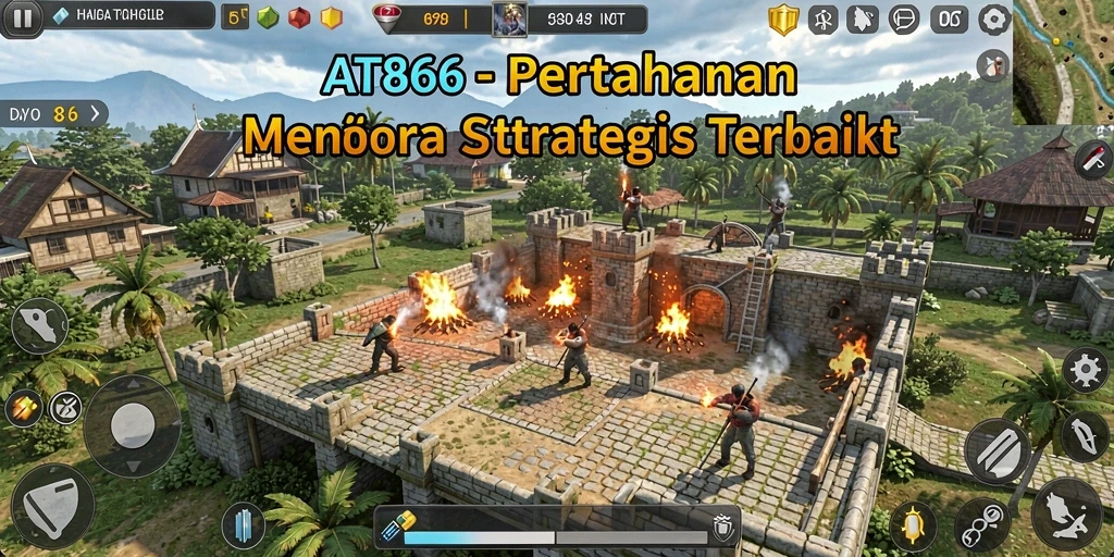 Screenshot menunjukkan aksi menampilkan gameplay Tower Defense yang menegangkan.
