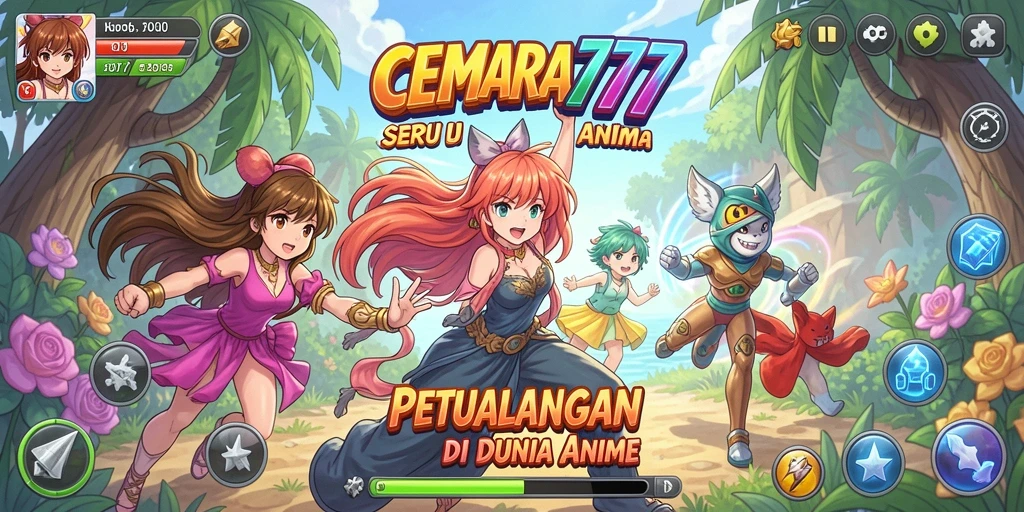 Tampilan gameplay CEMARA777 yang menakjubkan dengan karakter anime yang dinamis.