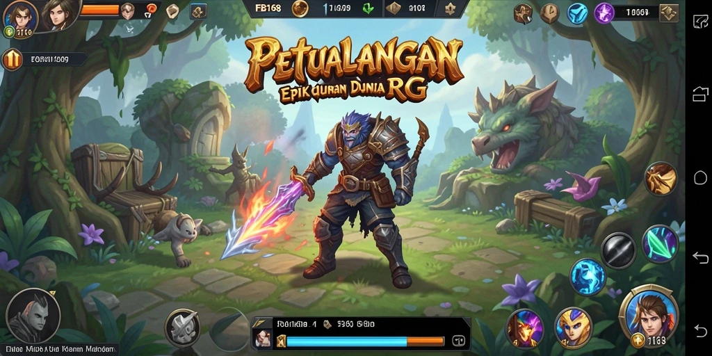 Tangkapan layar menunjukkan pertarungan epik dalam game RPG.