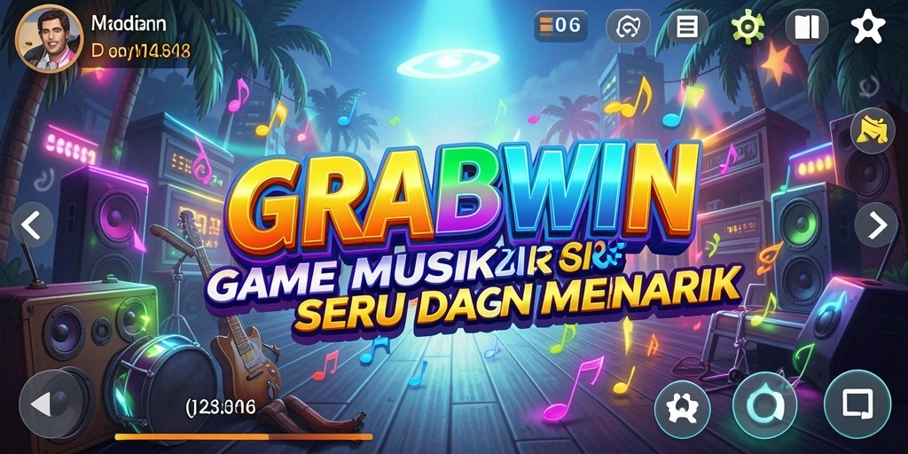 Screenshot gameplay GRABWIN menampilkan interaksi musik yang menarik.