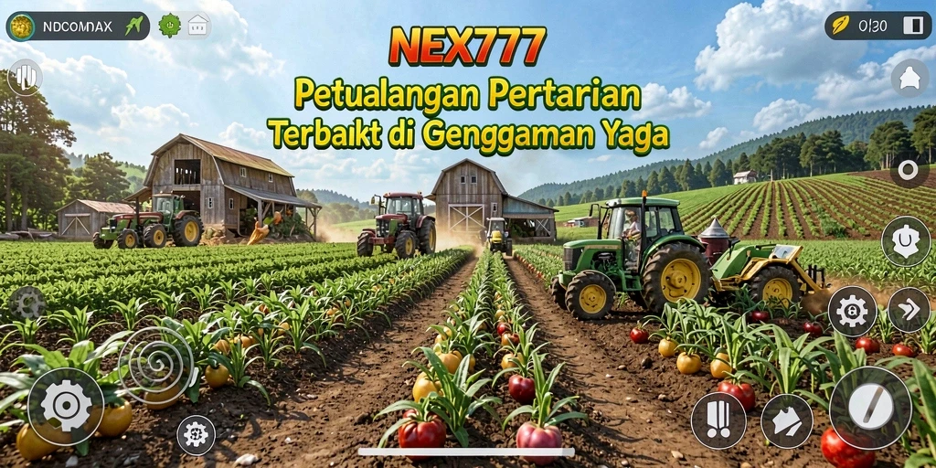 Screenshot gameplay NEX777 dengan aktivitas bertani yang seru.