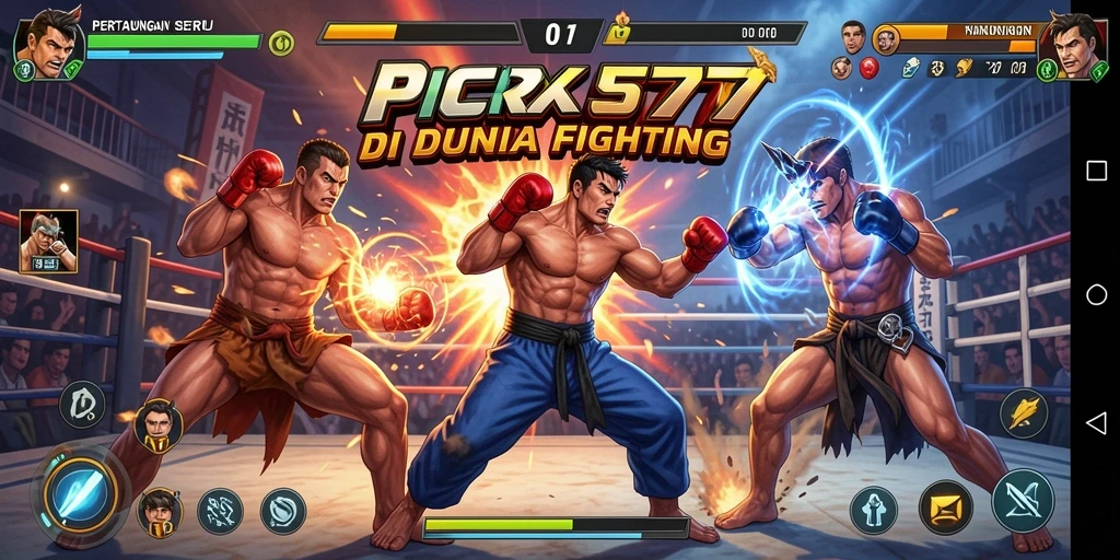 Screenshot gameplay PCX777 menampilkan pertarungan intens yang mengasyikkan.