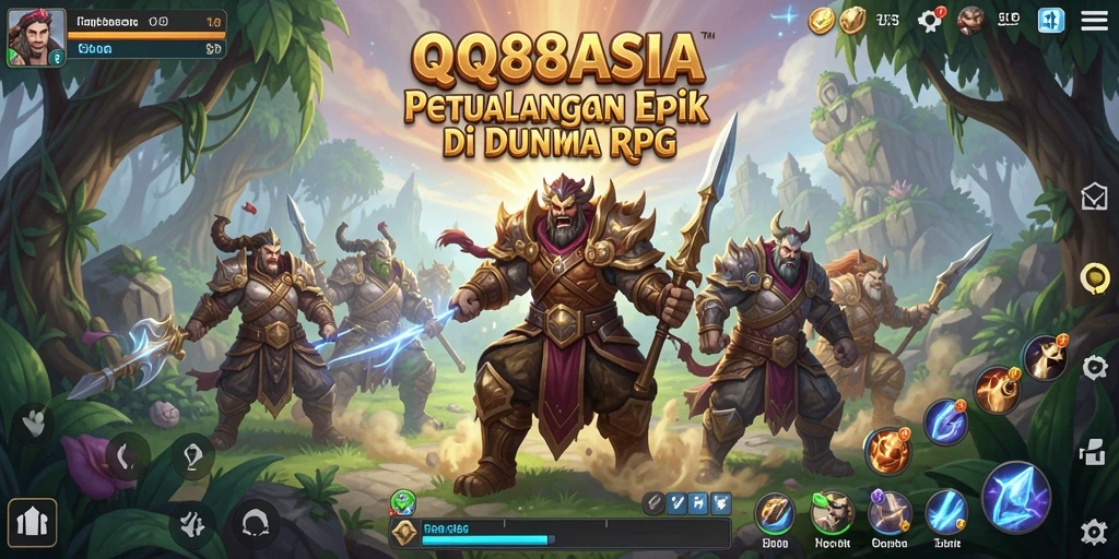Tangkapan layar QQ88ASIA menampilkan karakter dalam aksi seru di tengah medan perang.
