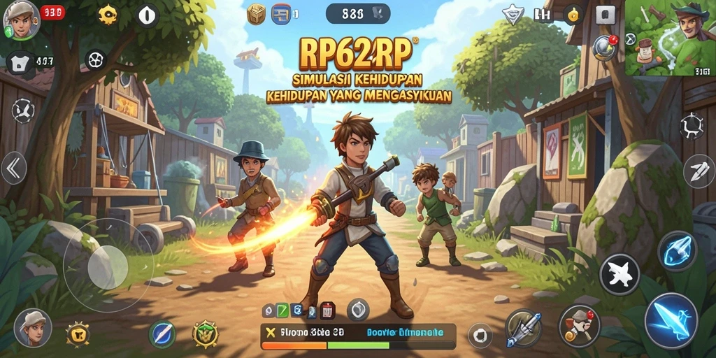 Tampilan gameplay RP62RP yang penuh warna dan interaktif.