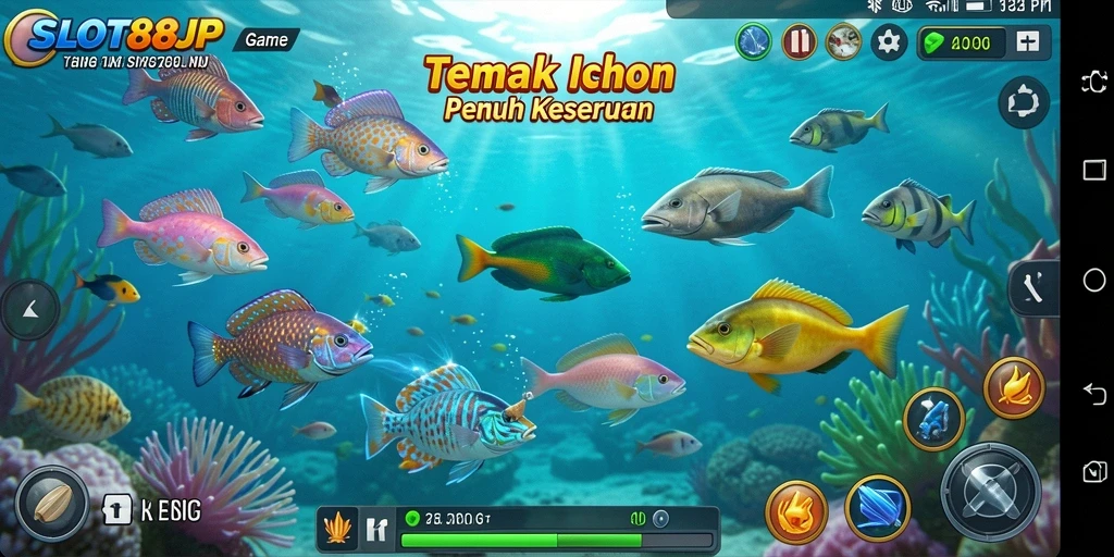 Gameplay SLOT88JP yang seru dengan aksi menembak ikan.