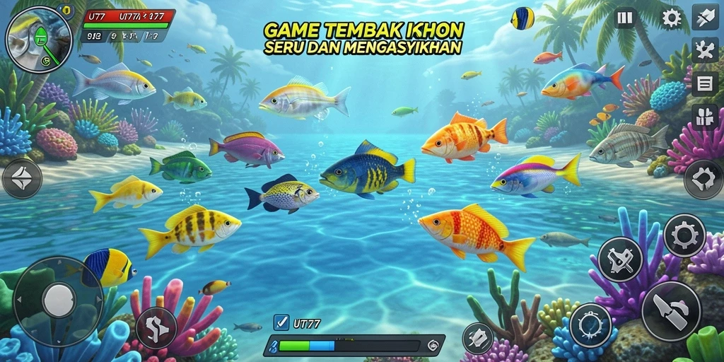 Gameplay seru menembak ikan di dunia bawah laut.
