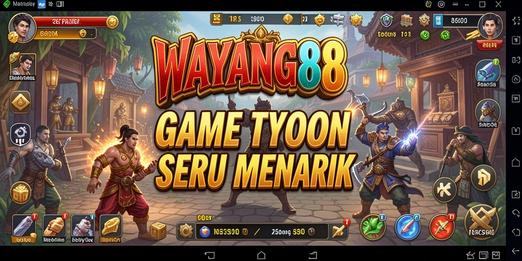 Tampilan gameplay menarik dalam WAYANG88 yang menggambarkan dunia Tycoon.